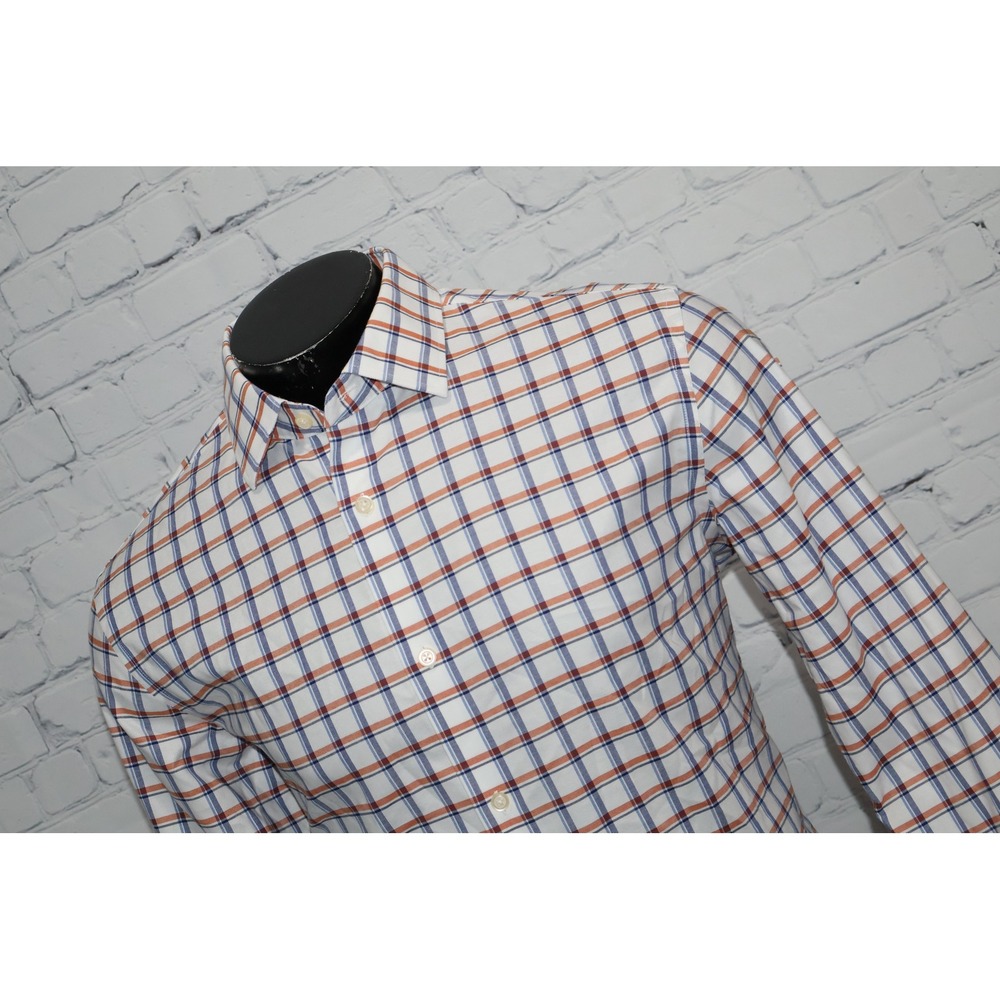 Banana Republic Button Down Dress Shirt Mens Large White Blue Camden Non-Iron